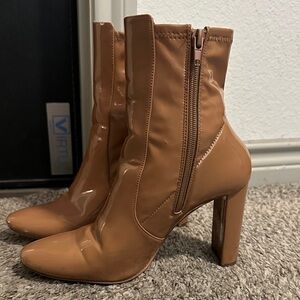 Aldo Glossy Brown Heeled Boots